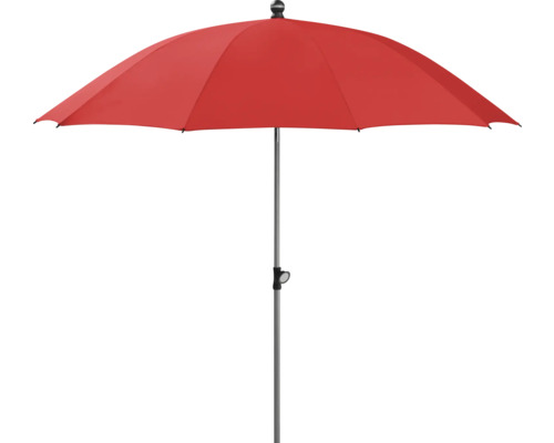 Roter Sonnenschirm mit Metallständer