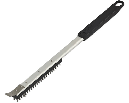 Brosse de barbecue avec grattoir pour nettoyer les grilles.
