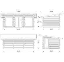 Plan technique d'un abri de jardin avec dimensions