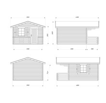 Plan technique d'un abri de jardin avec dimensions