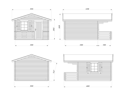 Plan technique d'un abri de jardin avec dimensions