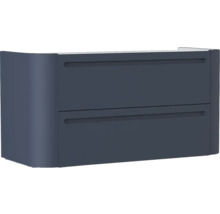 Badunterschrank wandhängend mit zwei Schubladen und Griffmulden in Anthrazit.