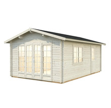 Abri de jardin en bois avec fenêtres et porte