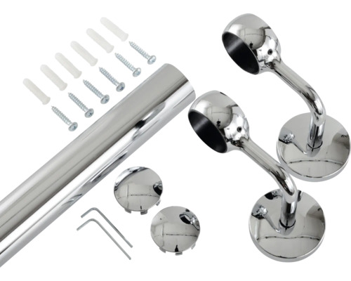 Kit de tringle de garde-robe avec supports, vis, chevilles et capuchons