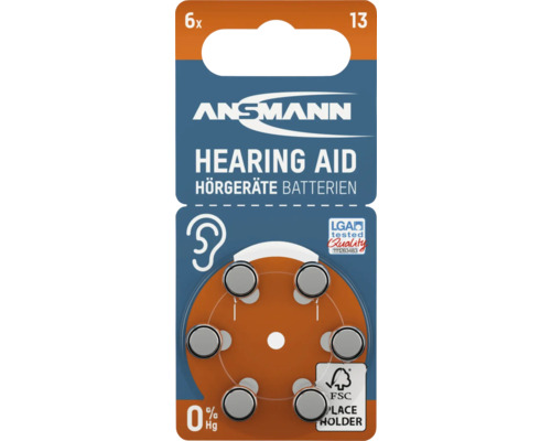 Ansmann Hörgerätebatterien Größe 13, 6 Stück