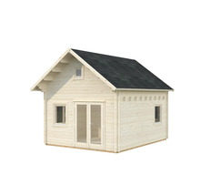 Holzgartenhaus mit Fenstern und Doppeltür