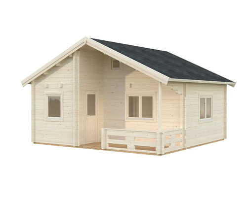 Maison de jardin en bois avec toit à deux pentes et véranda