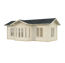 Holzgartenhaus mit Fenstern und Doppeltür