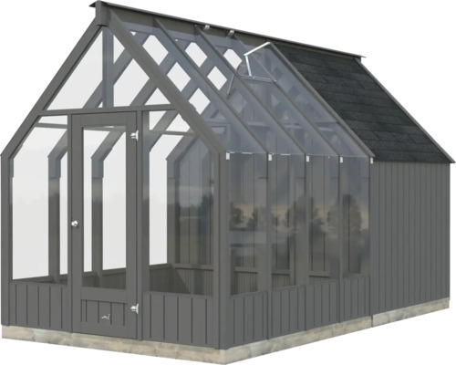 Gewächshaus mit Glasfenstern und Dach