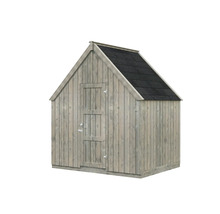 Abri de jardin en bois avec toit à deux pentes et porte