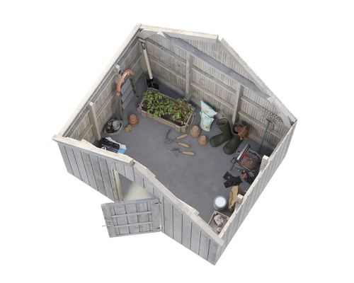 Abri de jardin avec outils et accessoires de jardinage