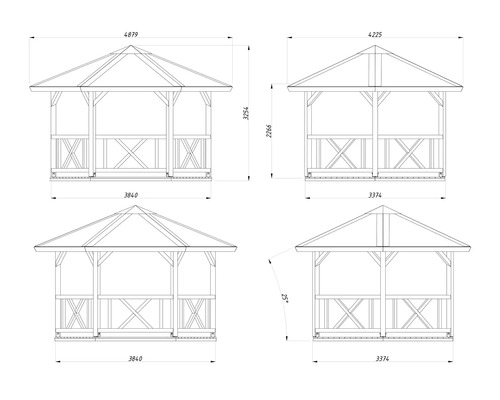 Plan technique d'un pavillon avec dimensions