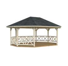 Pavillon de jardin avec plancher en bois et toit