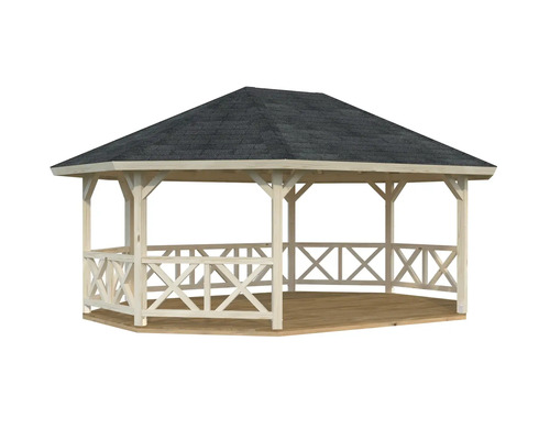 Pavillon de jardin avec plancher en bois et toit