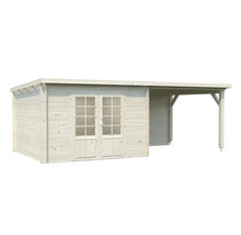 Abri de jardin en bois avec double porte et auvent