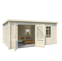 Maison de jardin en bois avec porte double et fenêtres