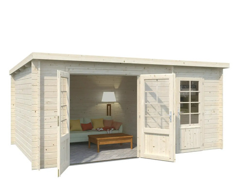 Maison de jardin en bois avec porte double et fenêtres