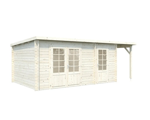 Gartenhaus aus Holz mit Doppeltür und Vordach