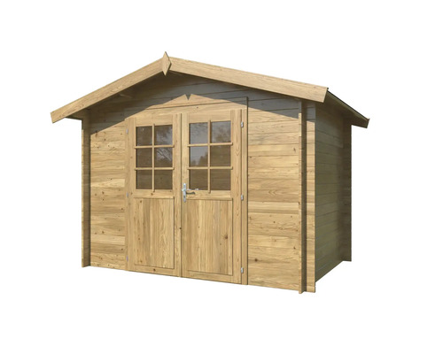 Abri de jardin en bois avec double porte et fenêtres