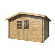 Abri de jardin en bois avec double porte et fenêtres