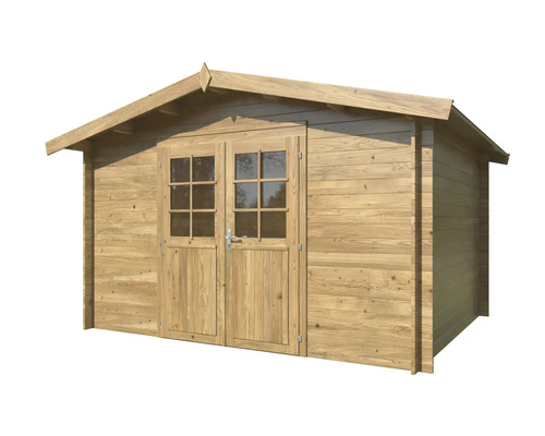 Abri de jardin en bois avec double porte et fenêtres