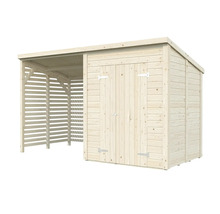 Abri de jardin en bois avec annexe pour l'extérieur