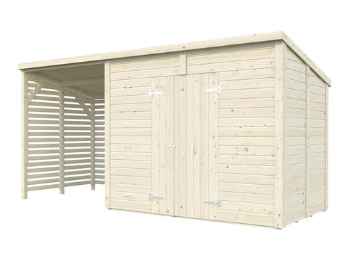 Abri de jardin en bois avec annexe pour outils de jardin