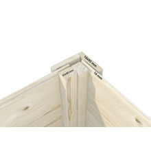 Construction en bois, détail de l'angle avec dimensions