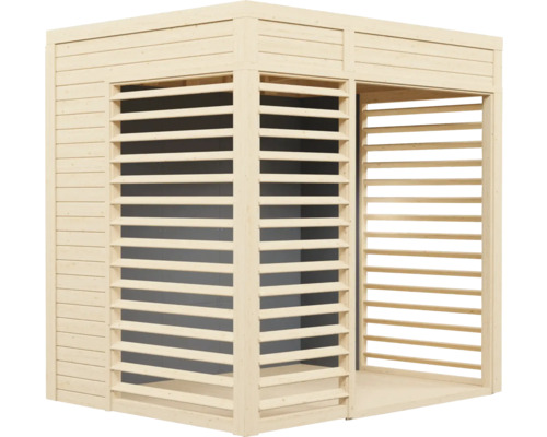 Pavillon de jardin en bois avec murs à lamelles