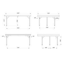 Schéma technique d'un toit de terrasse avec dimensions