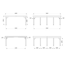 Dessin technique d'une construction en bois avec cotes