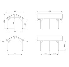 Schéma technique d'un carport avec dimensions