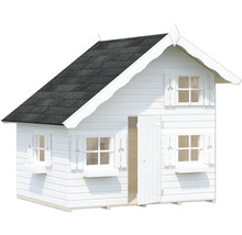 Maisonnette blanche pour enfants avec toit, porte et fenêtres