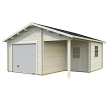 Garage en bois avec porte d'entrée latérale et porte de garage