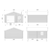 Dessin technique d'un garage avec dimensions.