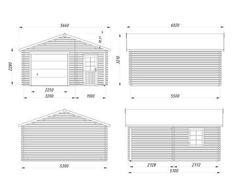 Dessin technique d'un garage avec dimensions.