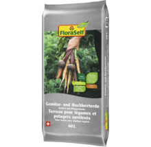 Sac de terreau pour potager et potager surélevé avec charbon végétal, sans tourbe, 40 litres
