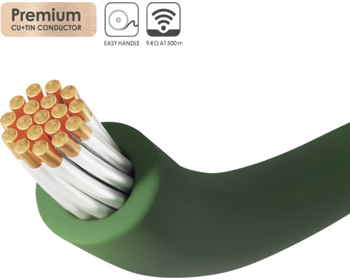 Câble d'alimentation vert avec conducteur en cuivre-étain