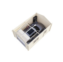 Garage en bois avec voiture, vélo et étagère