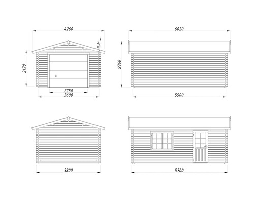 Schéma technique d'un garage avec dimensions