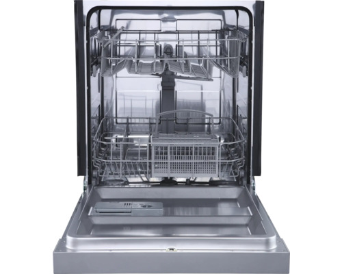 Lave-vaisselle ouvert avec paniers à vaisselle