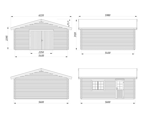 Dessin technique d'un garage avec dimensions