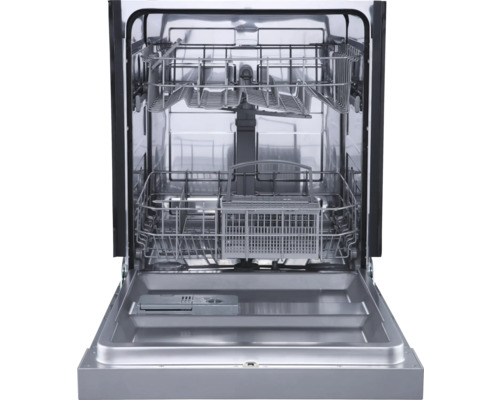 Lave-vaisselle ouvert avec paniers à vaisselle