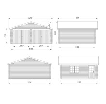 Schéma technique d'un garage double avec dimensions