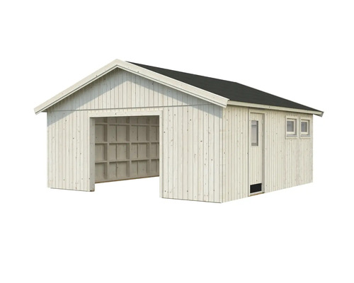 Garage en bois avec fenêtre et porte