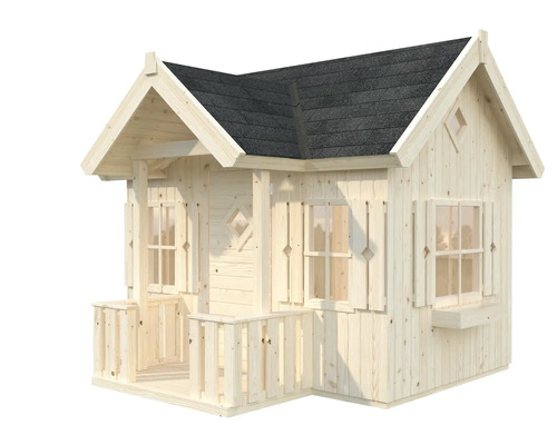 Maisonnette en bois avec véranda et volets