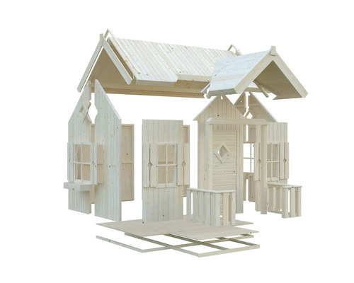 Kit de maisonnette en bois avec toit, murs et plancher