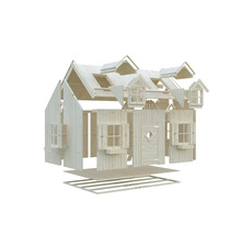 Kit pour maisonnette en bois brut avec fenêtres et porte