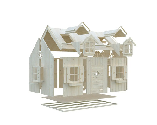 Kit pour maisonnette en bois brut avec fenêtres et porte