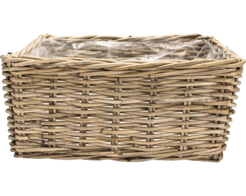 Panier à plantes rectangulaire en rotin avec film